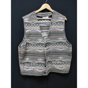 le chateau Wool Blend Vest Multicolor Knit Geometric Men Size L